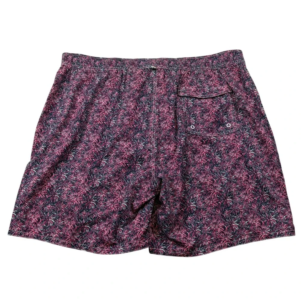 Johnnie-O Mens XXL Swim Trunks Navy Pink Fireworks Floral Board Shorts Liner